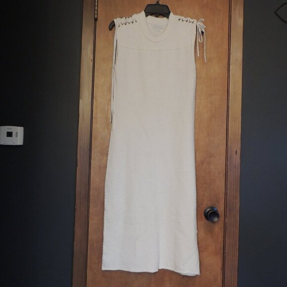 New York & Company White Textured Knit Sleeveless Midi Dress Size L - Picture 1 of 6